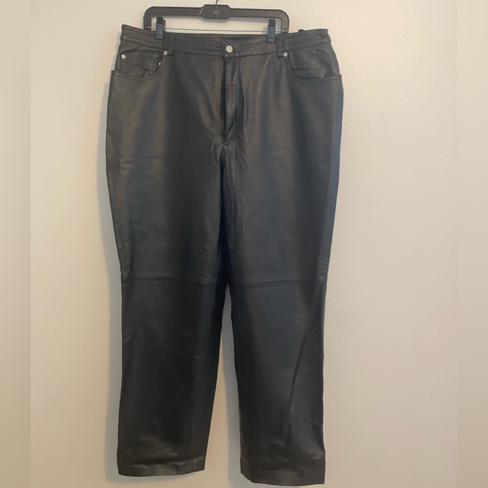 Plus Size Jeanology Real Black Leather Pants Size 2x/ Size 20